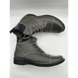 Clarks Lace Up Gray Leather Boots 11 Cold Weather durable camping 33-06